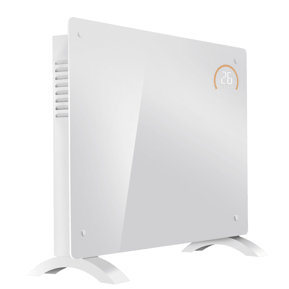 Baridi Electric Glass Panel Heater, 1500W, Thermostat Controlled 24Hr 7 Day Timer, Wi-Fi Enabled, Remote Control, White Model No- DH138