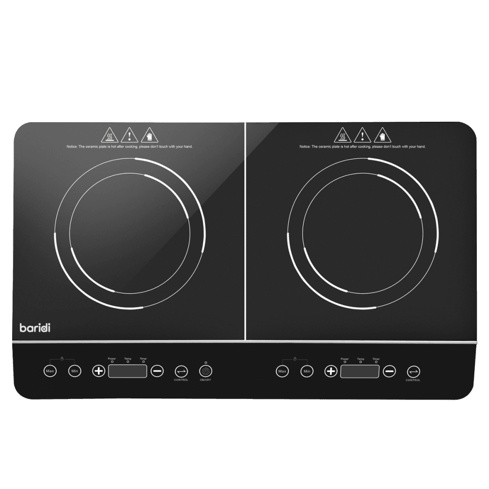 Baridi Portable Induction Hob with 2 Cooking Zones 60 x 36 x 6.5cm - Black Model No- DH146