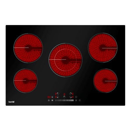 Baridi Integrated Ceramic Hob with 5 Cooking Zones 77cm - Black Glass Model No- DH175