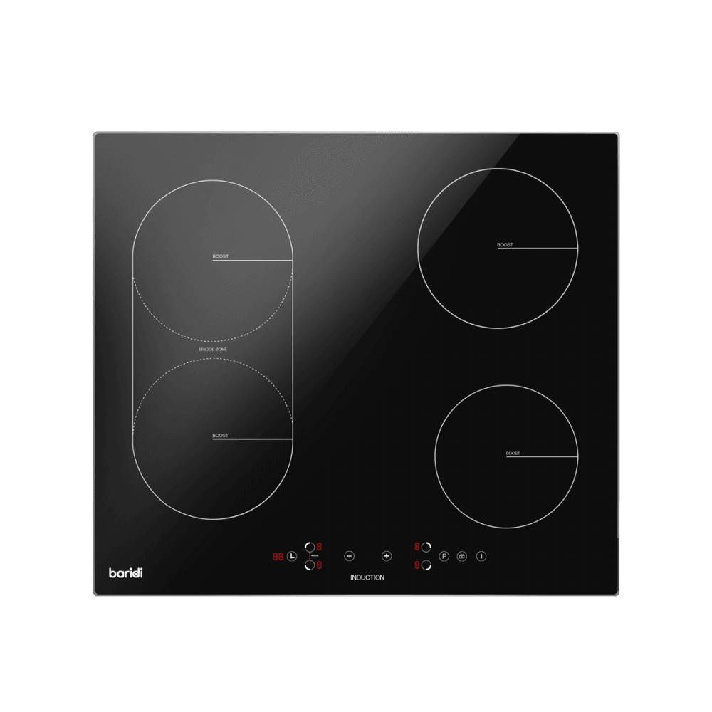 Baridi Integrated Induction Hob with 4 Cooking Zones & Bridge Zone 60cm 2800W Output Model No- DH178