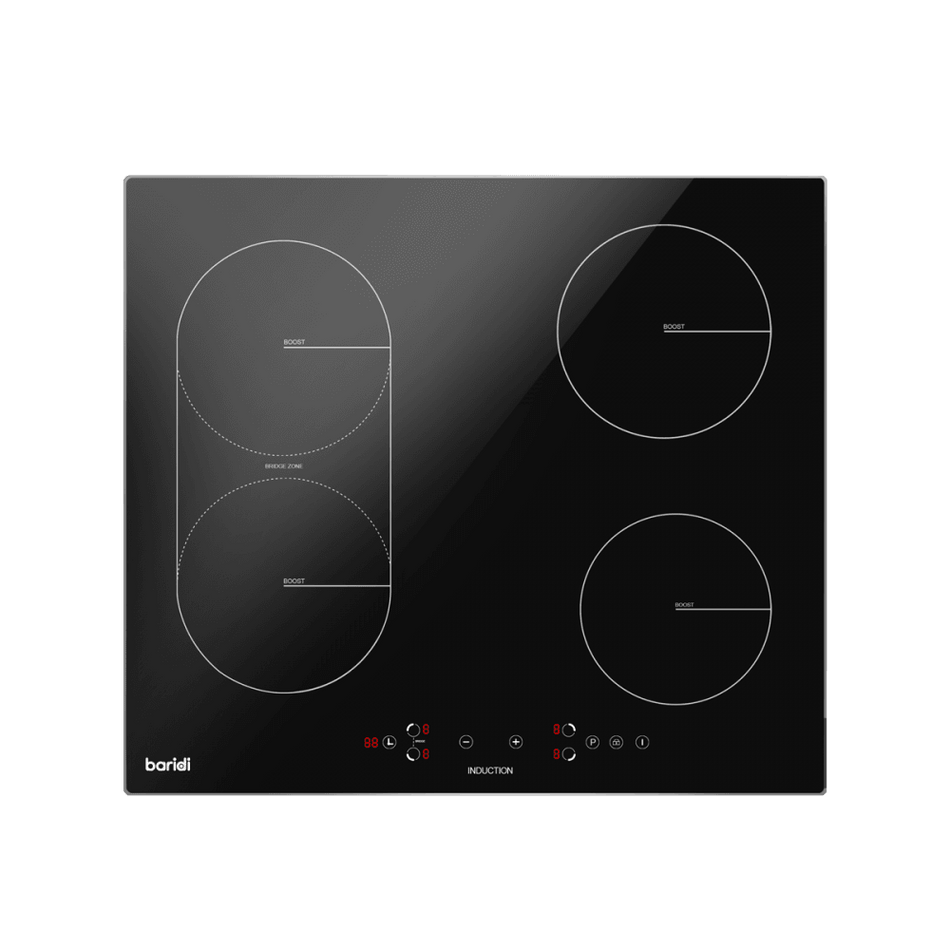 Baridi Integrated Induction Hob with 4 Cooking Zones & Bridge Zone 60cm 2800W Output Model No- DH178