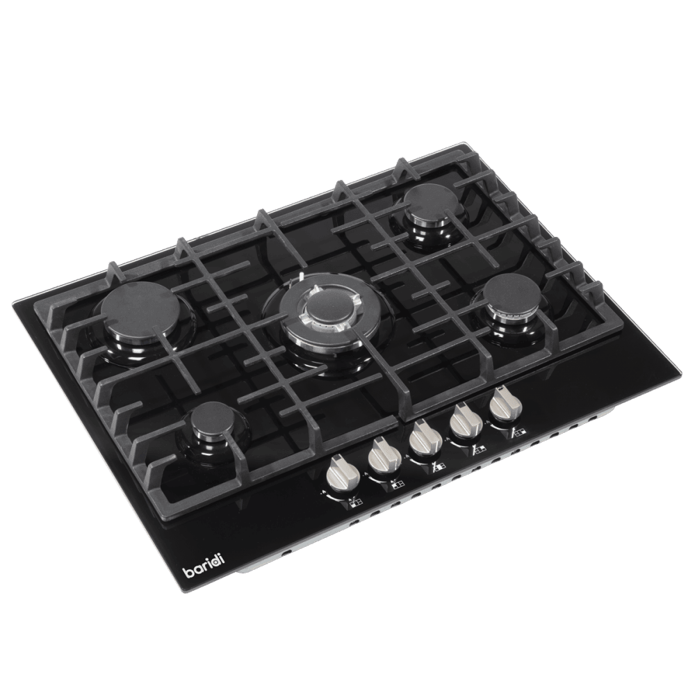 Baridi Gas Hob with 5 Cooking Zones 70cm - Black Model No- DH228
