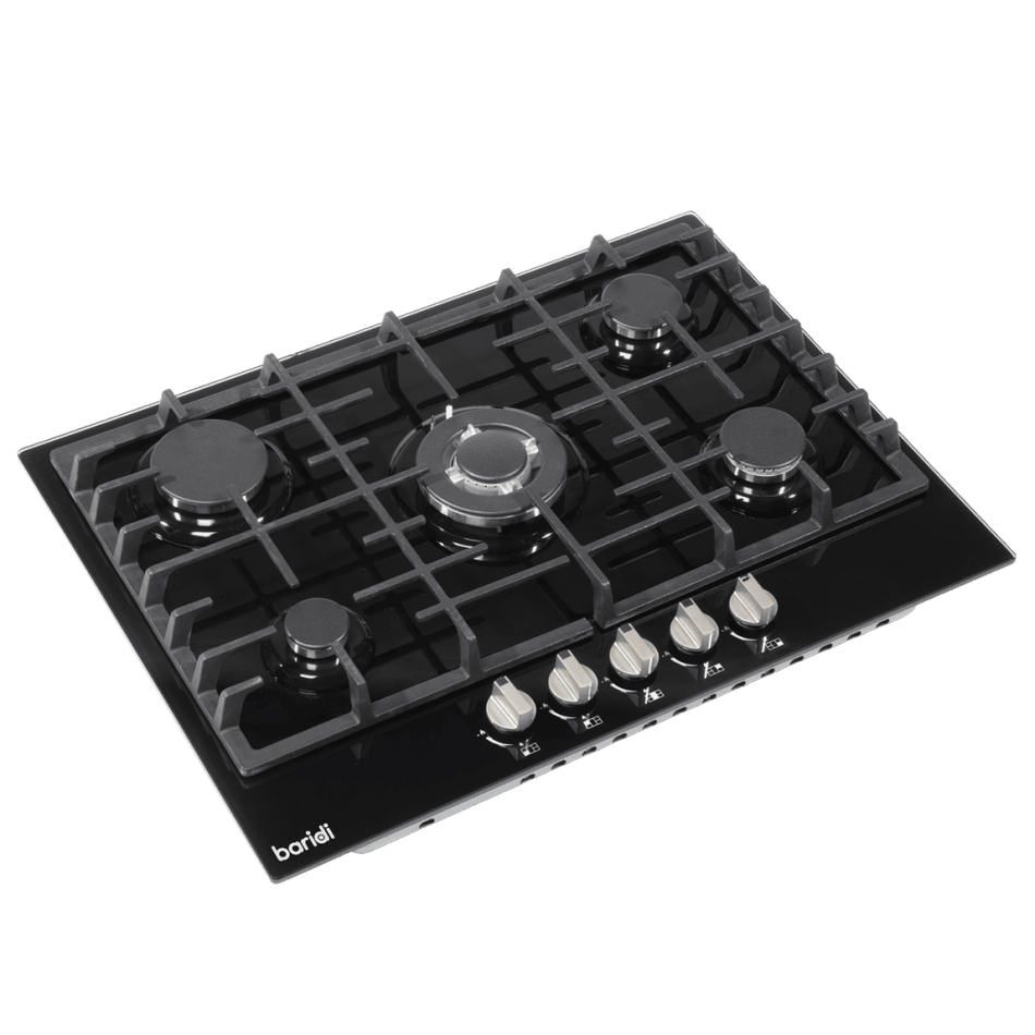 Baridi Gas Hob with 5 Cooking Zones 70cm - Black Model No- DH228