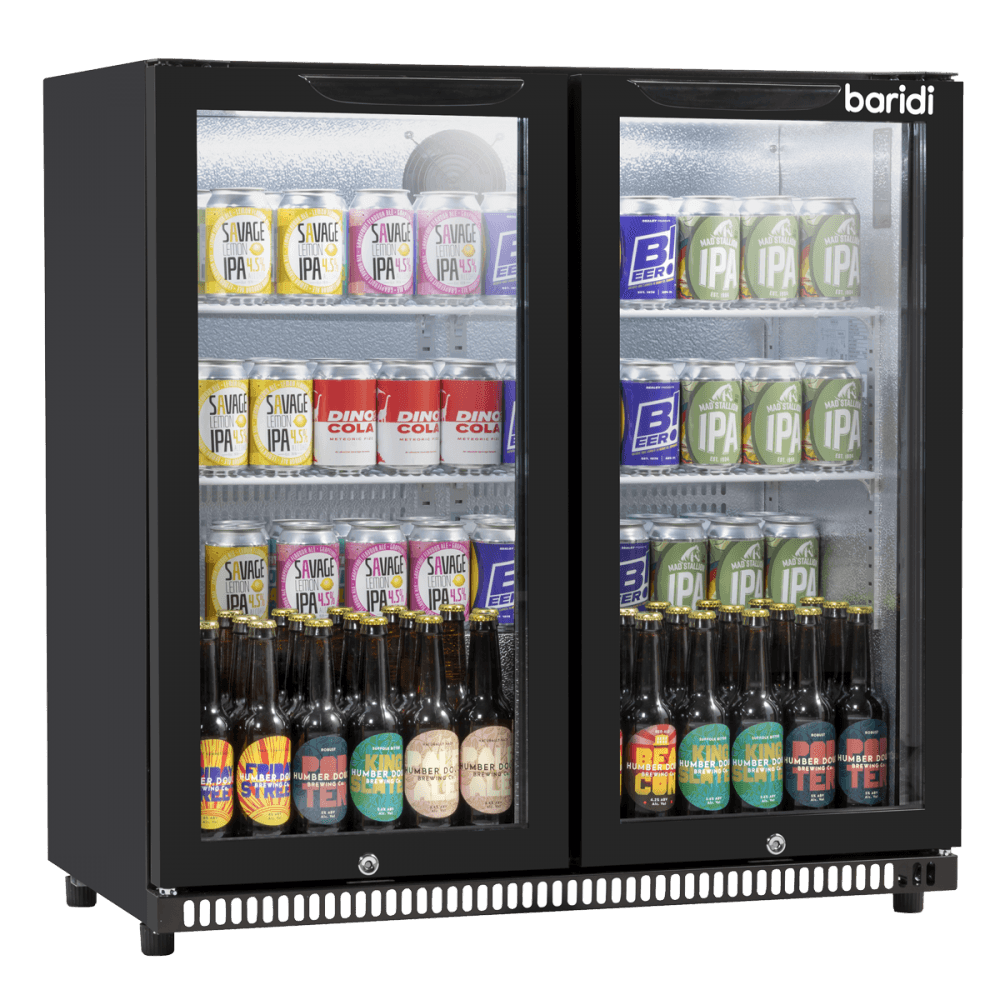 Baridi Hinged Double Door, Back Bar Drinks Fridge/Cooler, 190L Capacity Model No- DH272