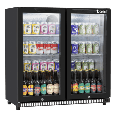 Baridi Hinged Double Door, Back Bar Drinks Fridge/Cooler, 190L Capacity Model No- DH272