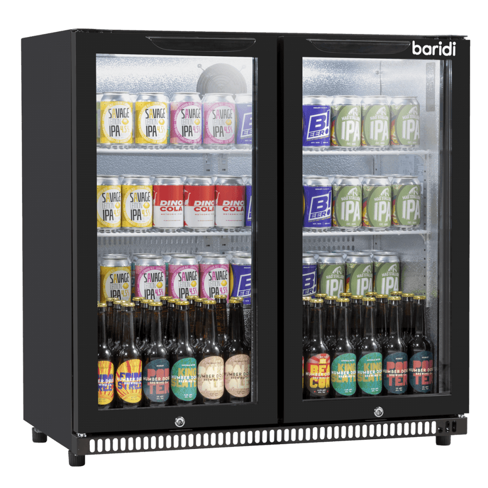 Baridi Hinged Double Door, Back Bar Drinks Fridge/Cooler, 190L Capacity Model No- DH272
