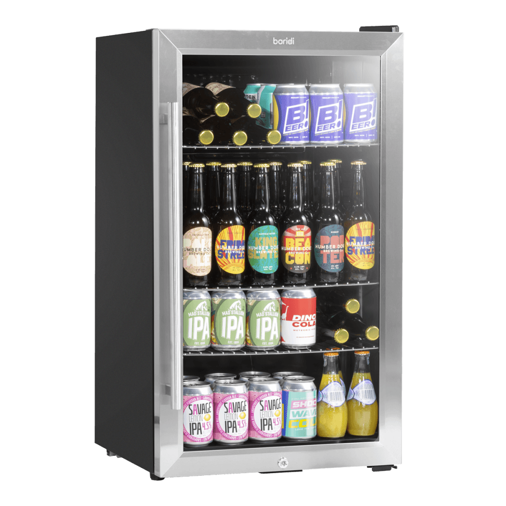 Baridi Wine, Beer & Drinks Fridge 85L Capacity - Stainless Steel Model No- DH31