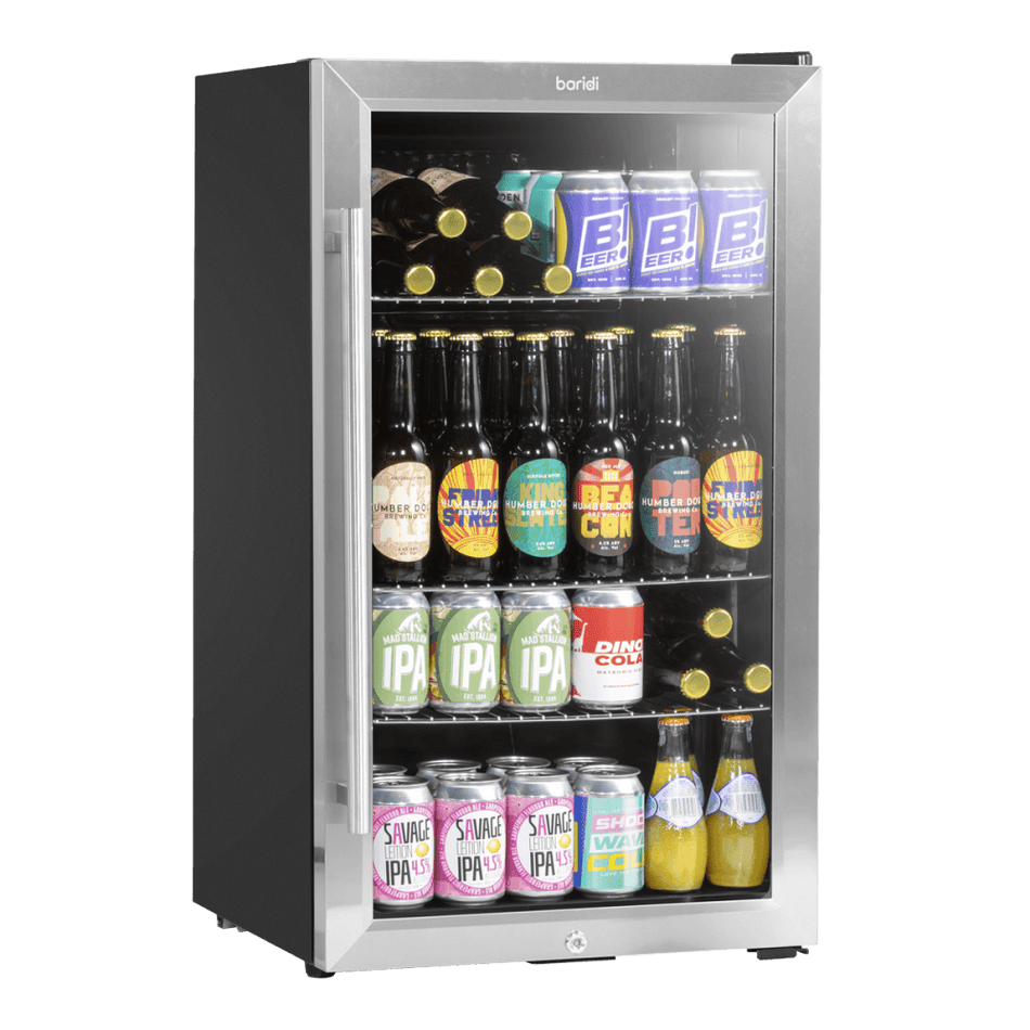 Baridi Wine, Beer & Drinks Fridge 85L Capacity - Stainless Steel Model No- DH31