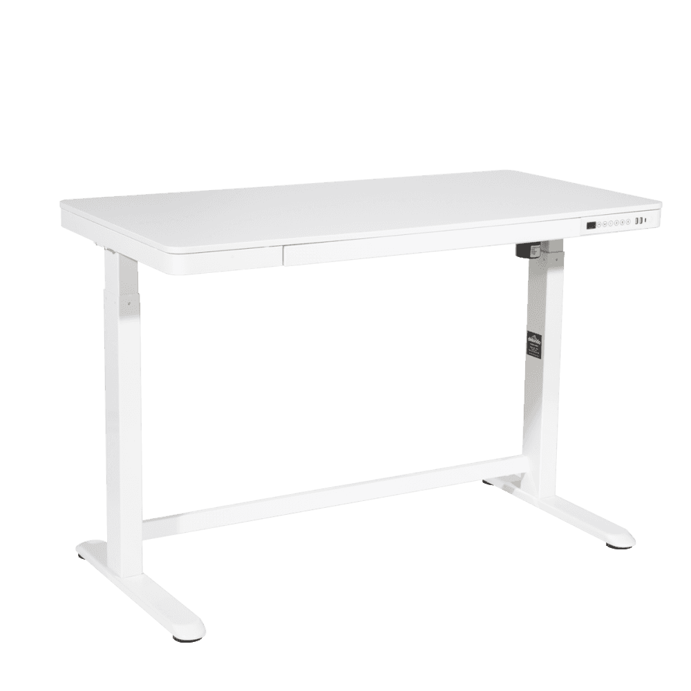 Dellonda Single Motor Ultra-Quiet Electric Desk with Control Panel, USB Port & Drawer - White Desktop Model No- DH54
