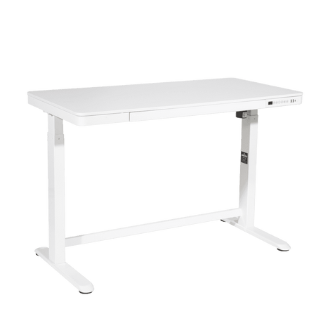 Dellonda Single Motor Ultra-Quiet Electric Desk with Control Panel, USB Port & Drawer - White Desktop Model No- DH54