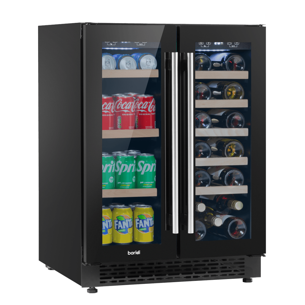 Baridi 40 Bottle/120 Can Under-Counter/Freestanding Dual Zone Wine Fridge & Cooler 60cm Model No- DH96