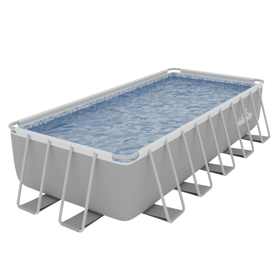 Dellonda Deluxe Steel Frame Rectangular Swimming Pool with Step Ladder & Filter Pump 21ft Model No- DL150