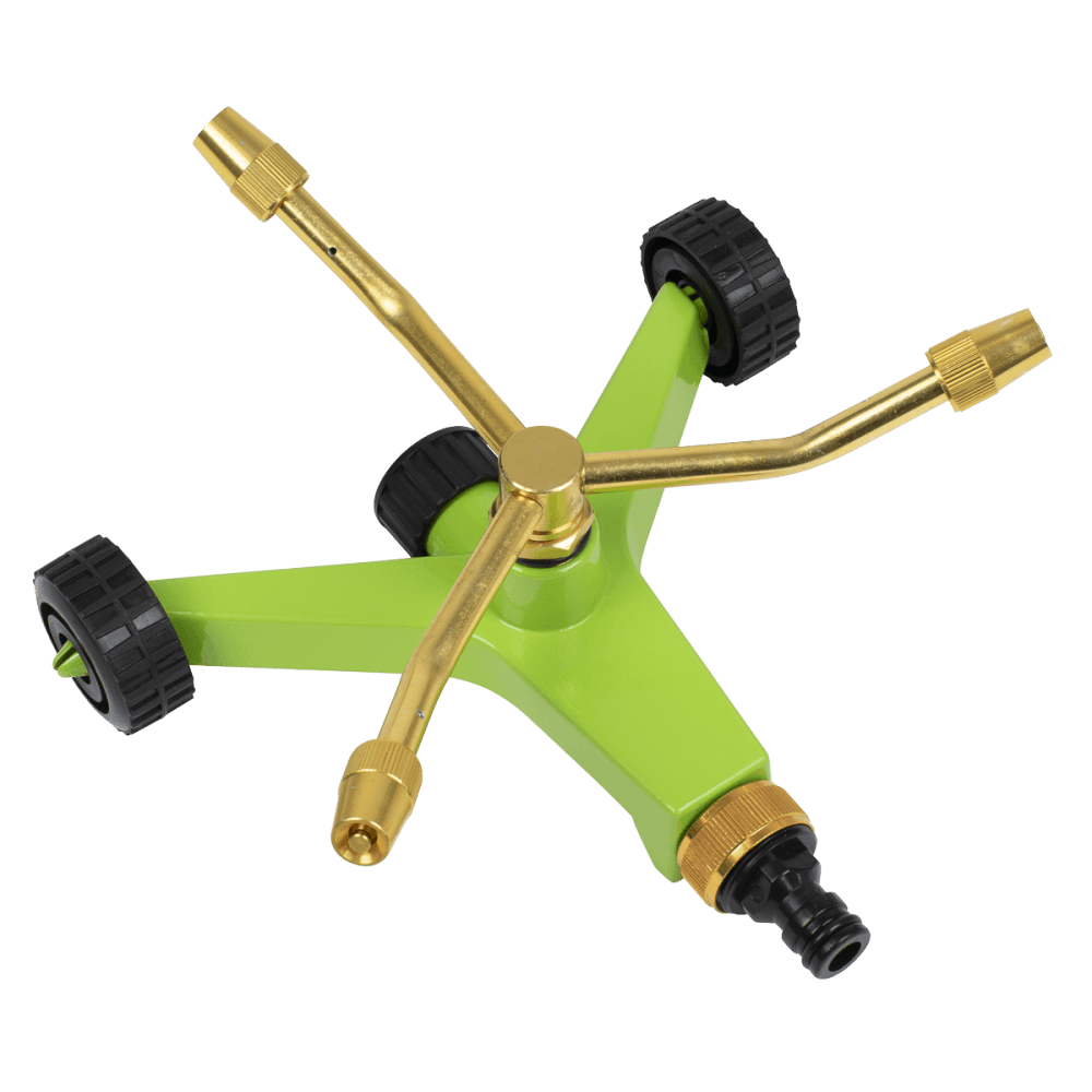 3-Arm Brass Sprinkler with Metal Wheeled Base Model No- JS2032