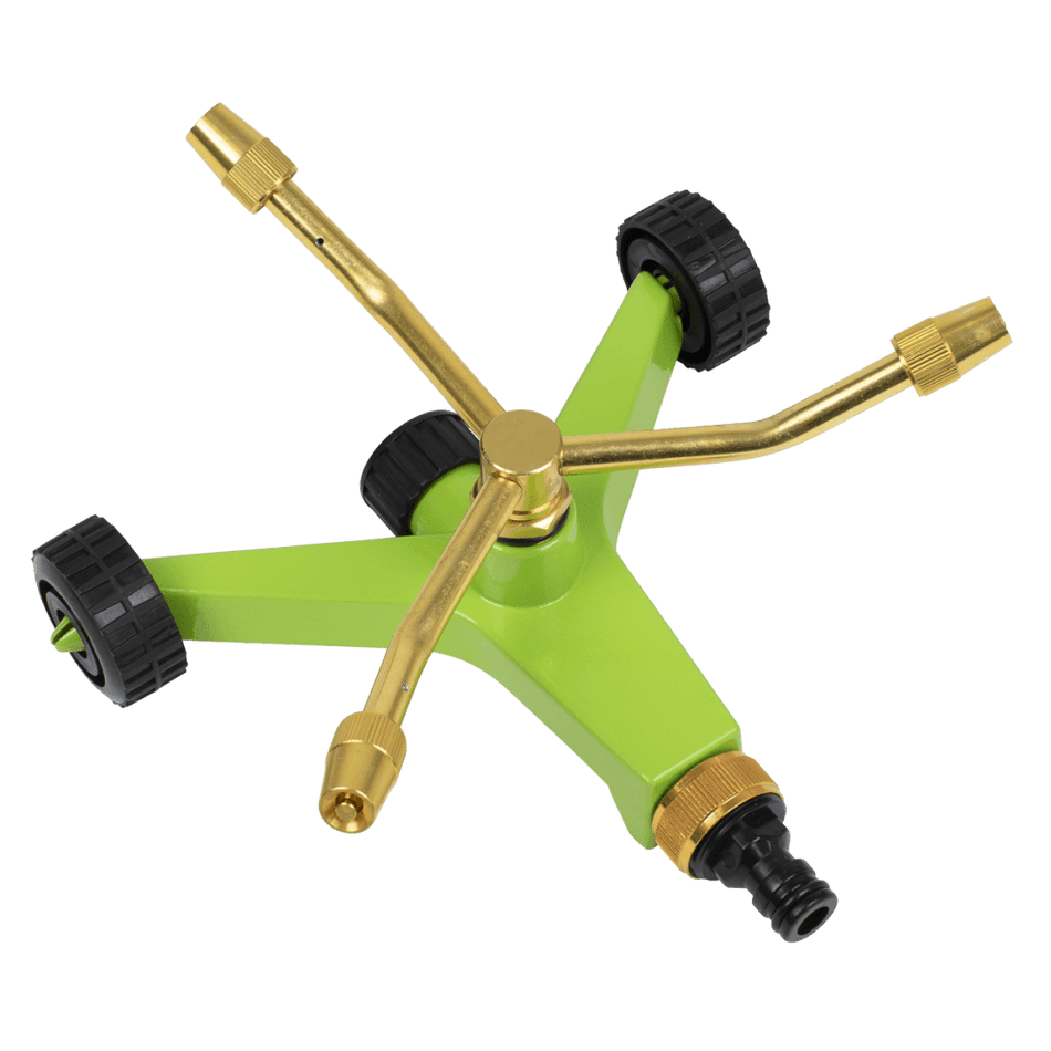 3-Arm Brass Sprinkler with Metal Wheeled Base Model No- JS2032
