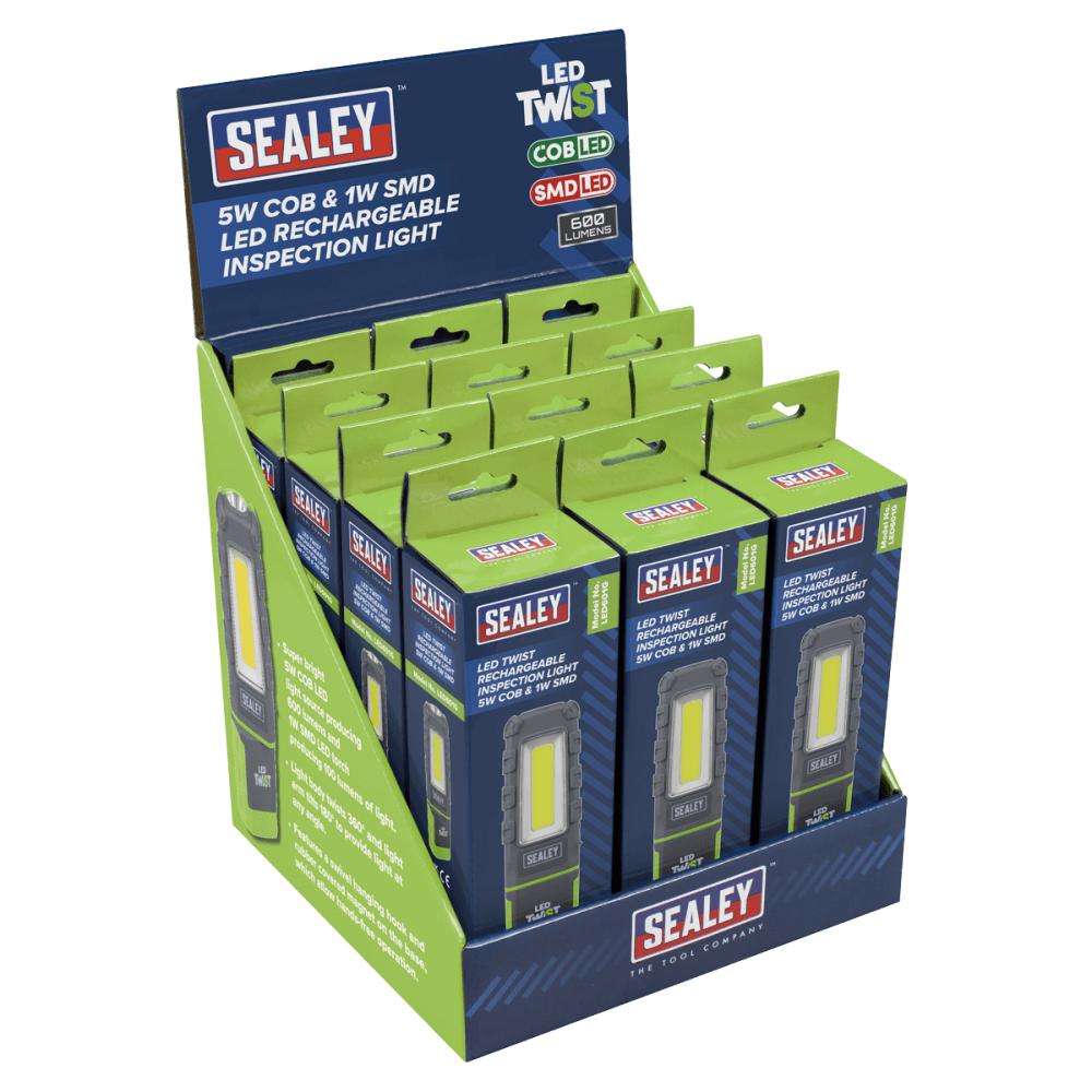 LED Twist Rechargeable Inspection Light, Green - Box of 12 Model No- LED601GDB