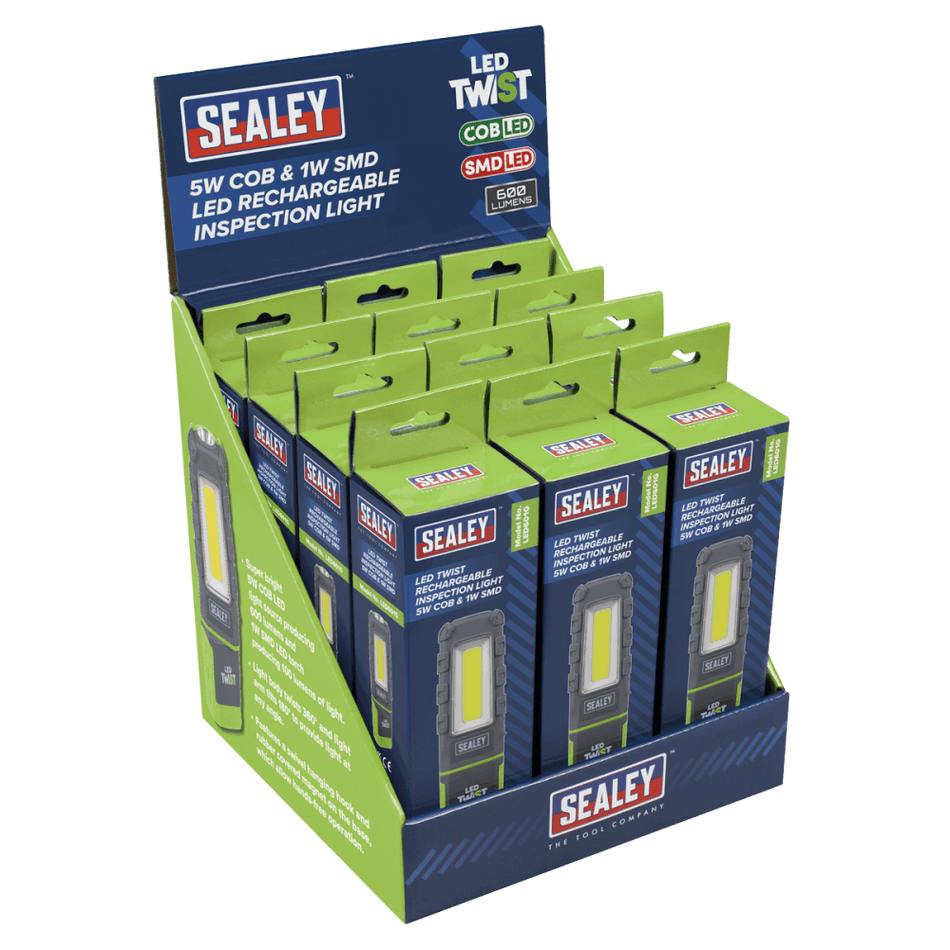 LED Twist Rechargeable Inspection Light, Green - Box of 12 Model No- LED601GDB