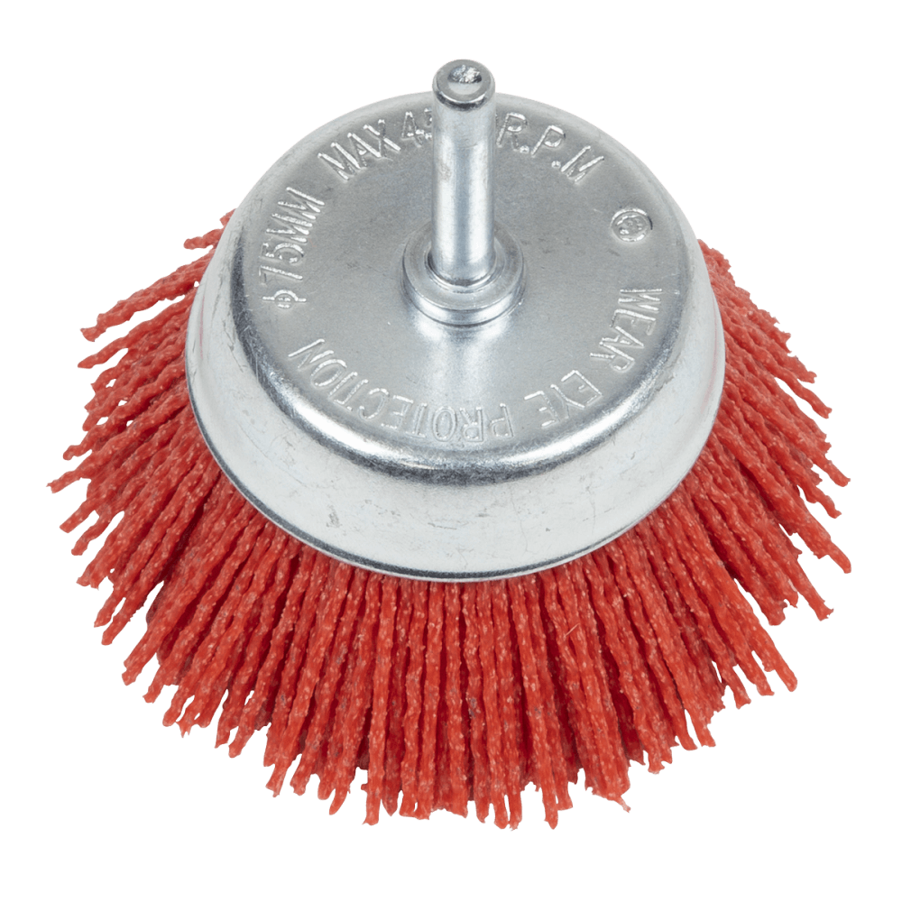 75mm Nylon Filament Cup Brush with 6mm Shaft Model No- NFB75