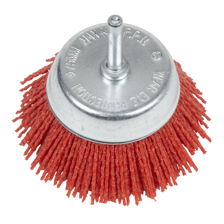 75mm Nylon Filament Cup Brush with 6mm Shaft Model No- NFB75