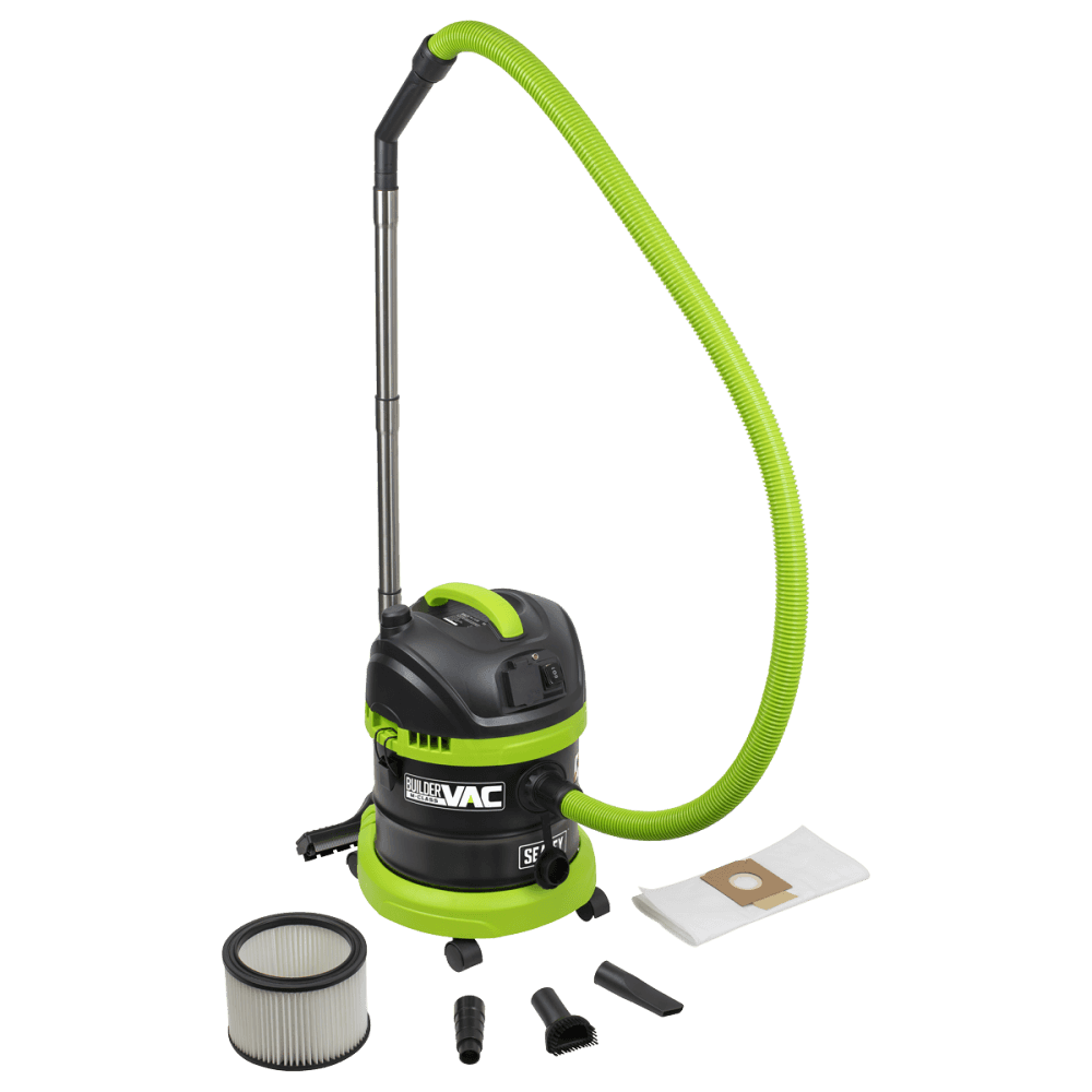BuilderVac 15L M Class Vacuum Cleaner Wet & Dry with Stainless Steel Drum 1400W/230V Model No- PC150BV