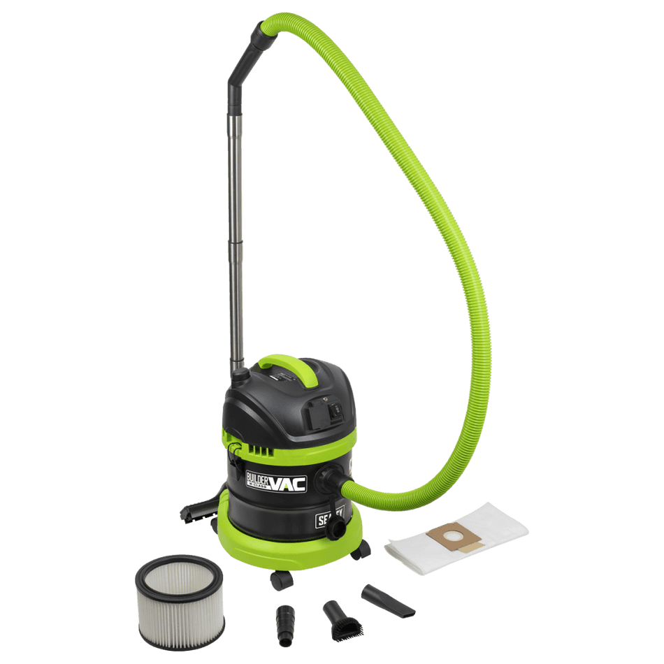 BuilderVac 15L M Class Vacuum Cleaner Wet & Dry with Stainless Steel Drum 1400W/230V Model No- PC150BV