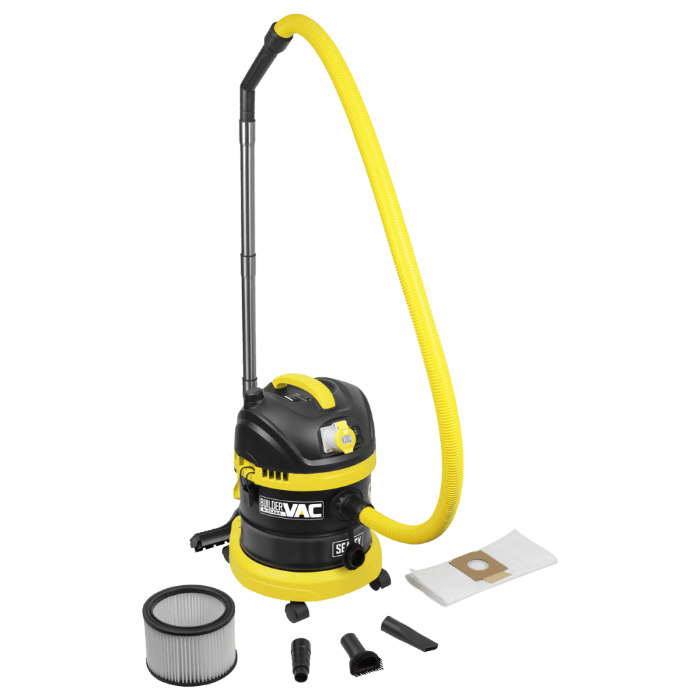BuilderVac Wet & Dry Vacuum Cleaner 15L Stainless Steel Drum M Class Filtration 110V Model No- PC150BV110V