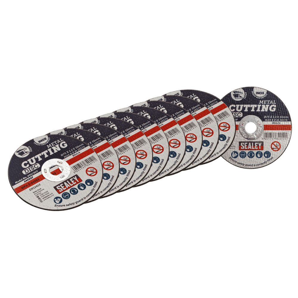 75 x 1.2mm Cutting Disc 10mm Bore - Pack of 10 Model No- PTC/3CT10