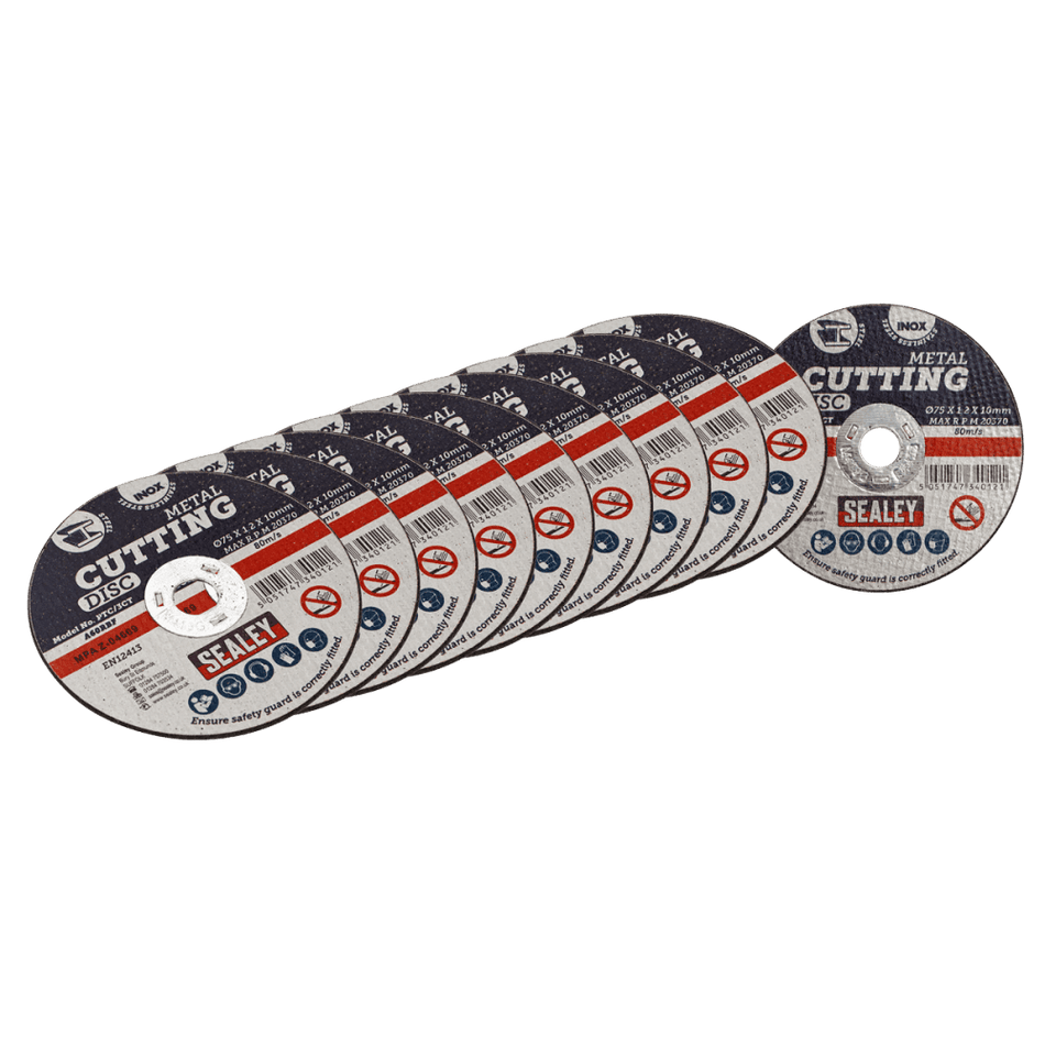 75 x 1.2mm Cutting Disc 10mm Bore - Pack of 10 Model No- PTC/3CT10