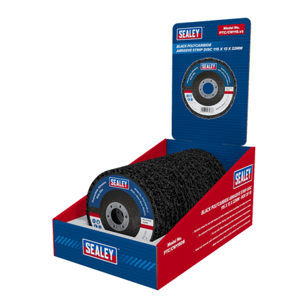 115 x 13mm Black Polycarbide Abrasive Strip Disc 22mm Bore - Display Box of 10 Model No- PTC/CW115DB