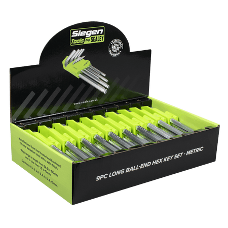 Siegen Long Ball-End Hex Key Set 9pc - Display Box of 10 Model No- S01263