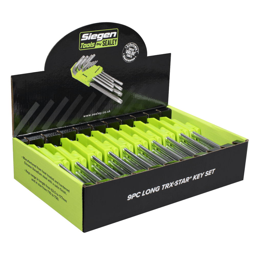Siegen Long TRX-Star* Key Set 9pc - Display Box of 10 Model No- S01264