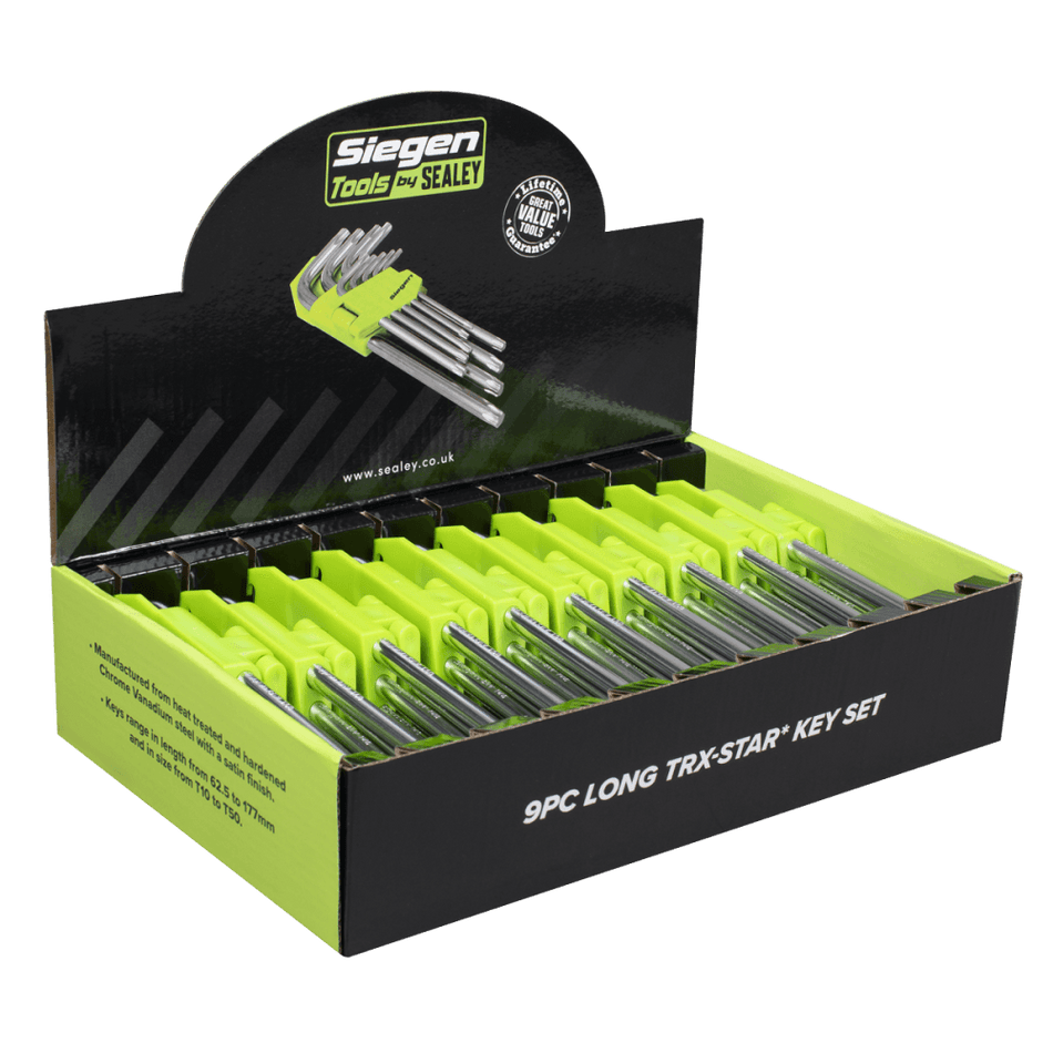 Siegen Long TRX-Star* Key Set 9pc - Display Box of 10 Model No- S01264