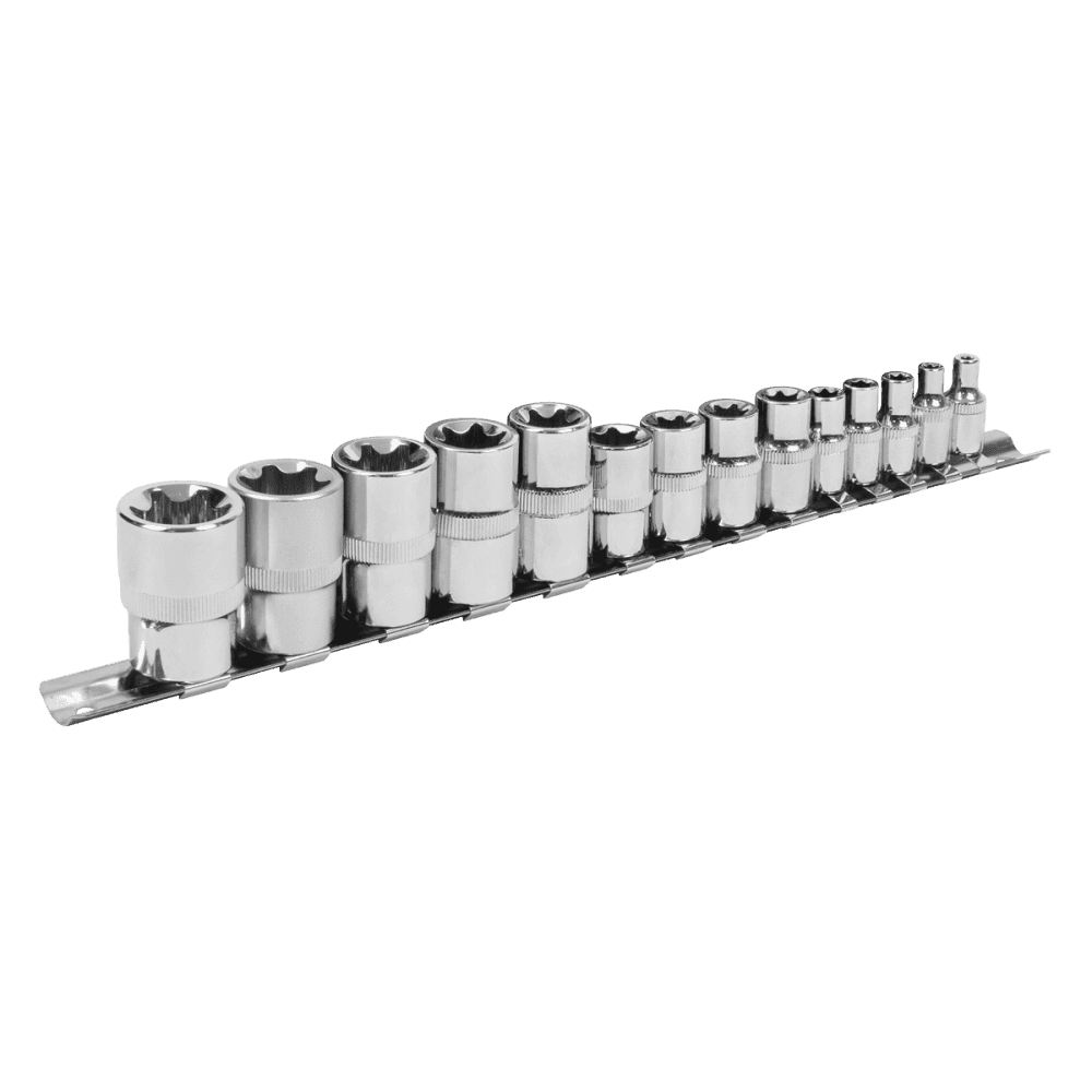 Siegen TRX-Star* Socket Set E4-E24 1/4", 3/8" & 1/2"Sq Drive 14pc Model No- S01265
