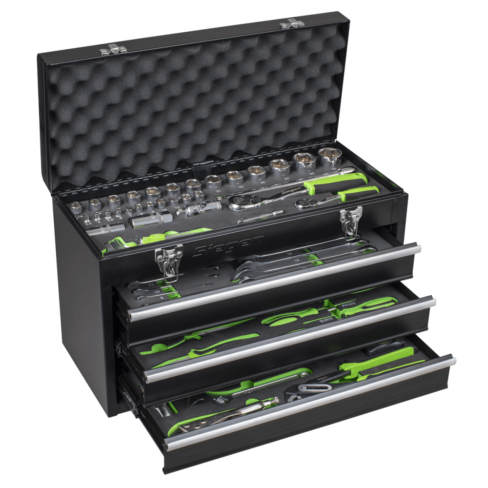 Siegen Portable Tool Chest 3 Drawer with Tool Kit 98pc Model No- S01266
