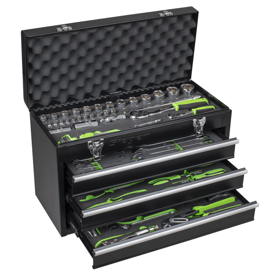 Siegen Portable Tool Chest 3 Drawer with Tool Kit 98pc Model No- S01266