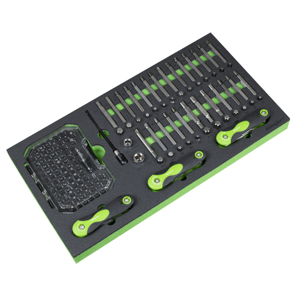 Siegen Specialised Bit Set & Folding Hex Keys with Tool Tray 170pc Model No- S01275