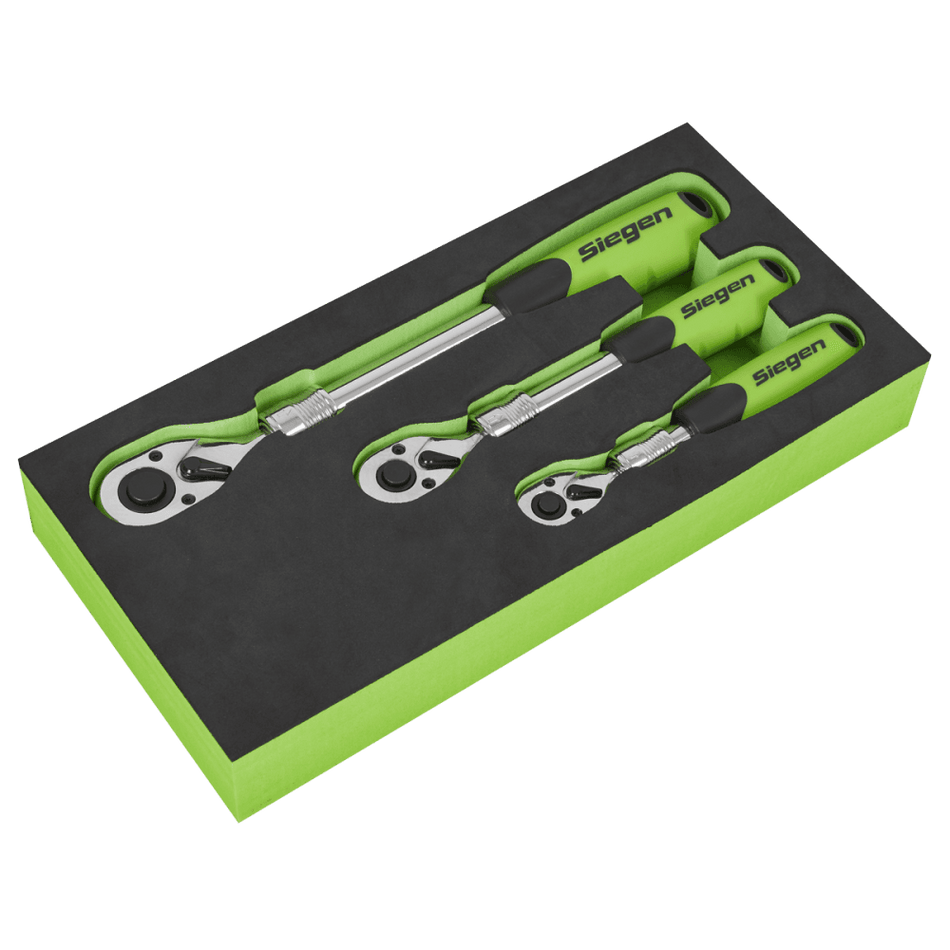Siegen Extendable Ratchet Wrench Set 3pc Model No- S01285