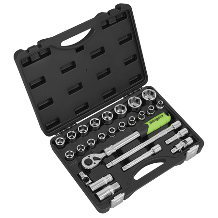 Siegen Extendable Ratchet Socket Set 1/2"Sq Drive 26pc Model No- S01288