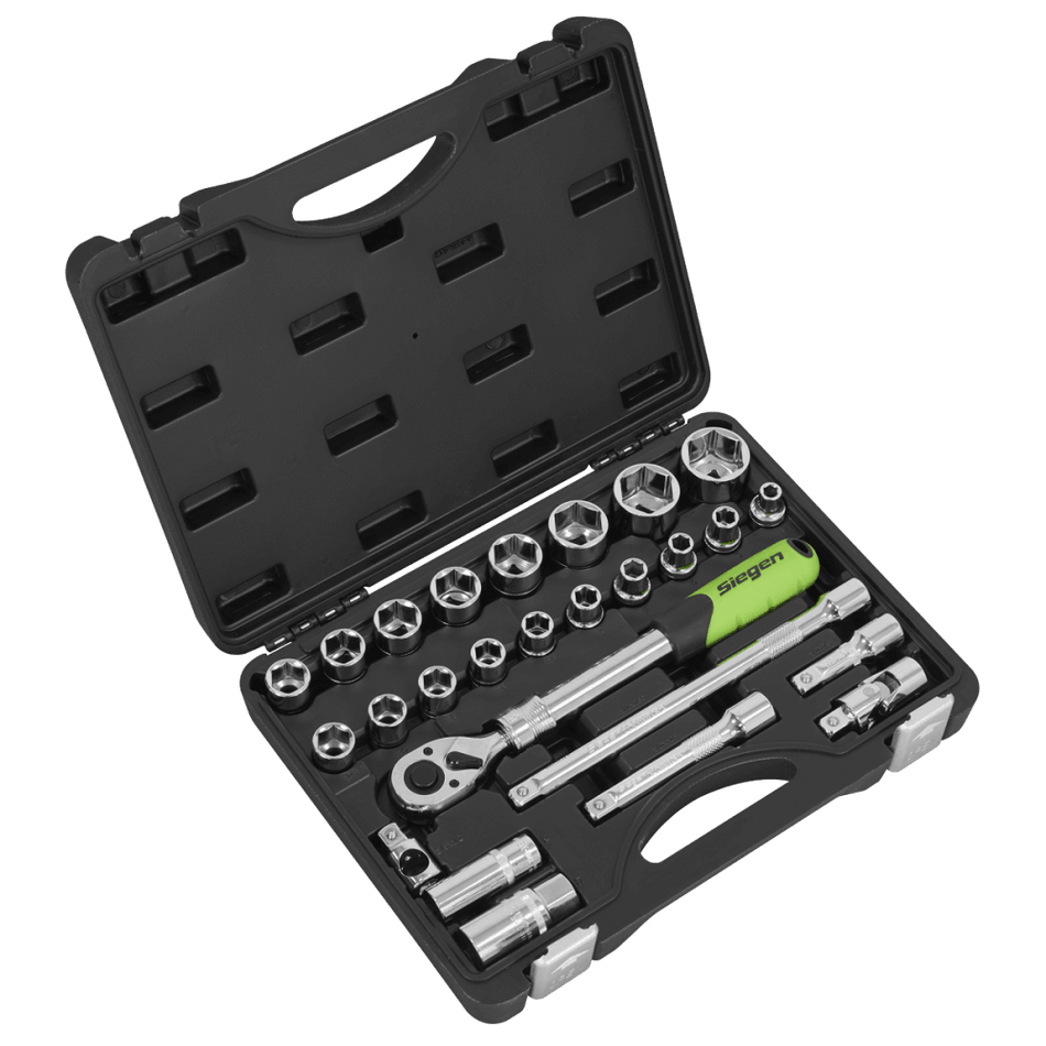 Siegen Extendable Ratchet Socket Set 1/2"Sq Drive 26pc Model No- S01288