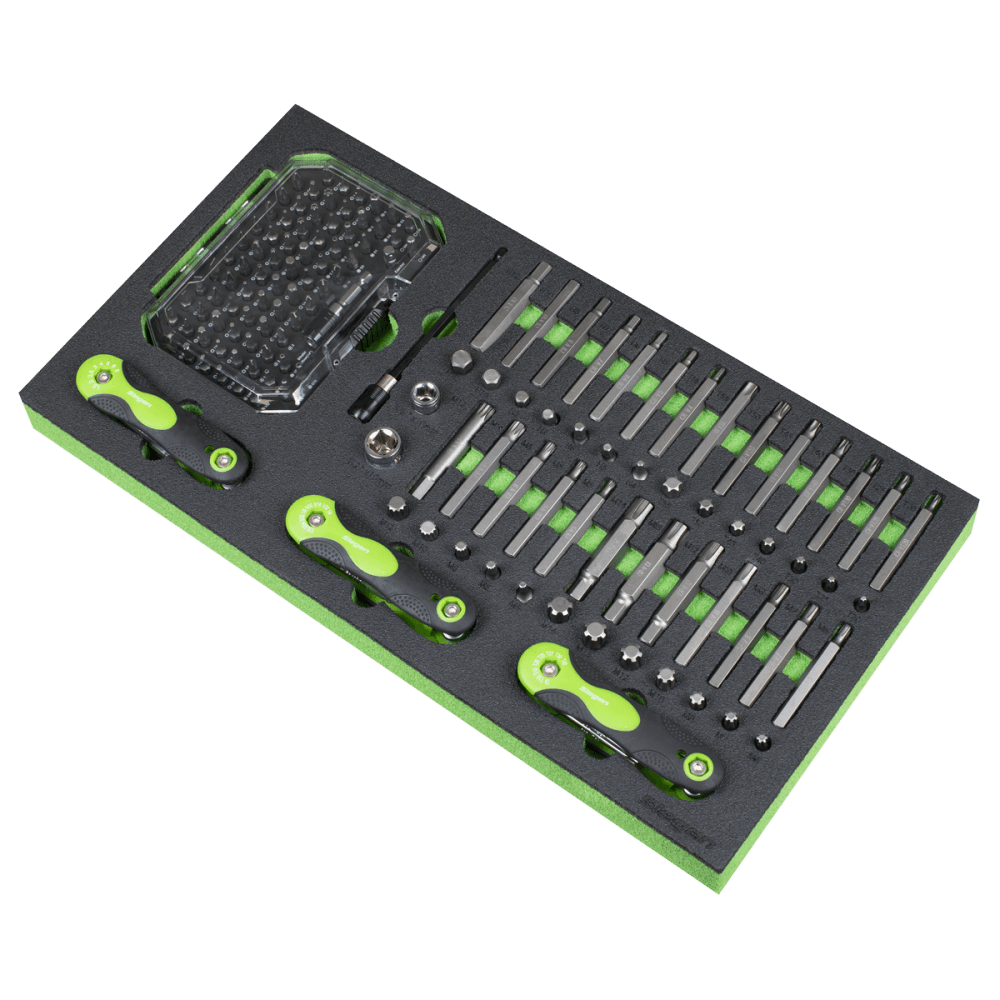 Siegen Specialised Bit Set & Folding Hex Keys with Tool Tray 170pc Model No- S01275