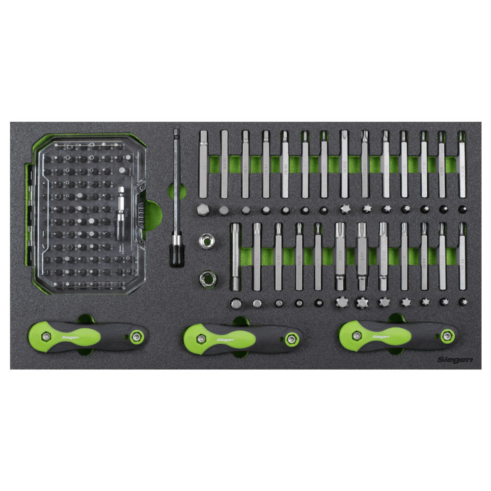 Siegen Specialised Bit Set & Folding Hex Keys with Tool Tray 170pc Model No- S01275