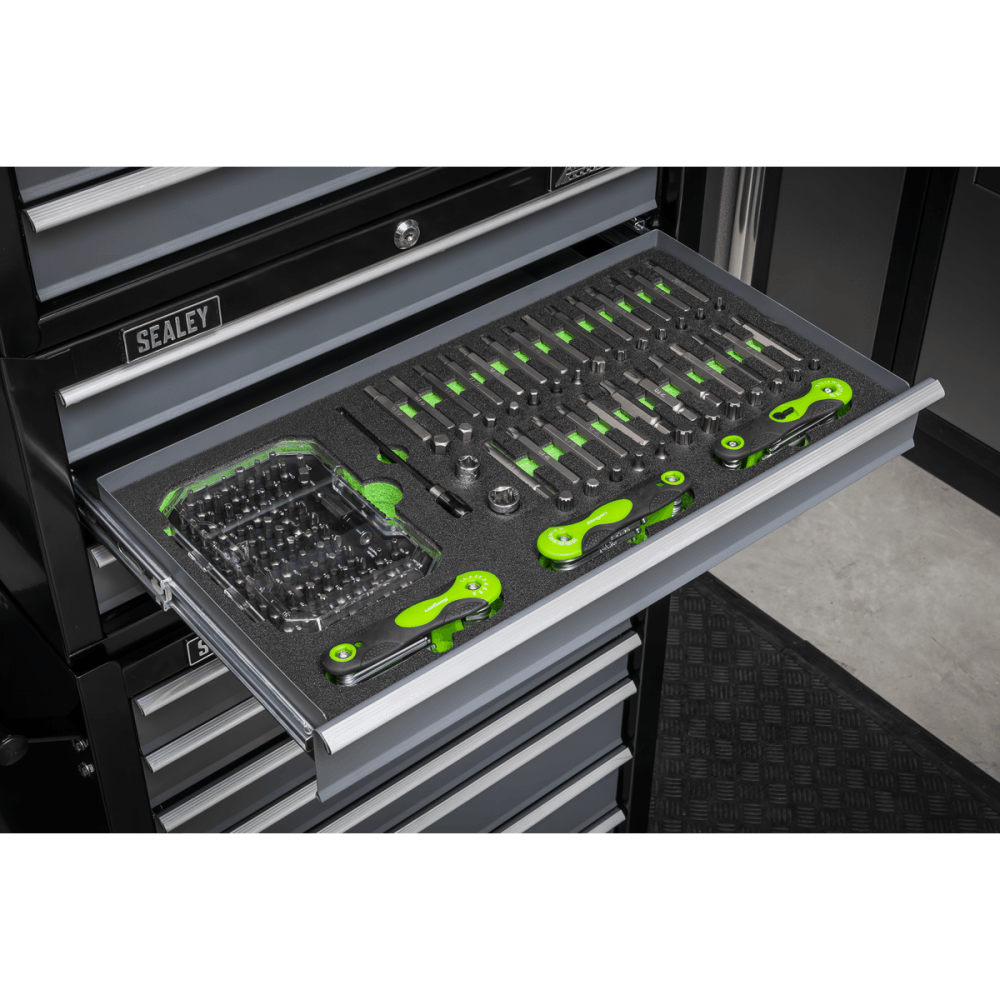 Siegen Specialised Bit Set & Folding Hex Keys with Tool Tray 170pc Model No- S01275
