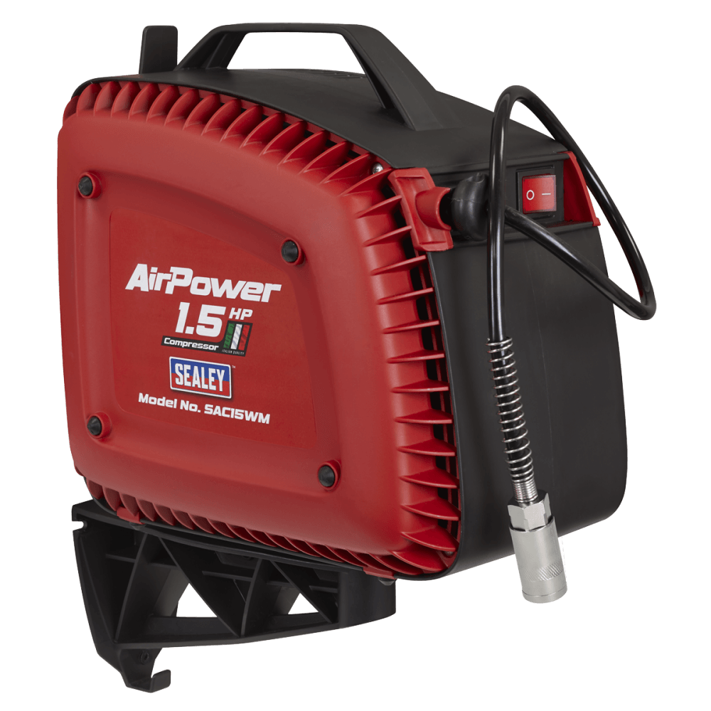 Wall Mounting Oil Free Air Compressor 1.5hp with 7m Retractable Hose Reel Model No- SAC15WM