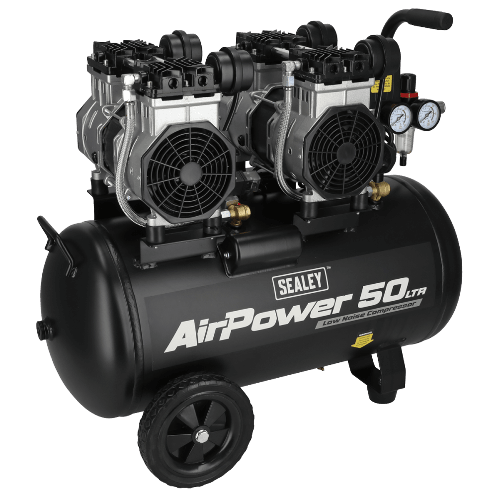 50L Low Noise Oil Free Direct Drive Air Compressor 2 x 2hp Model No- SAC5001S