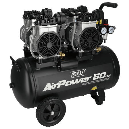 50L Low Noise Oil Free Direct Drive Air Compressor 2 x 2hp Model No- SAC5001S