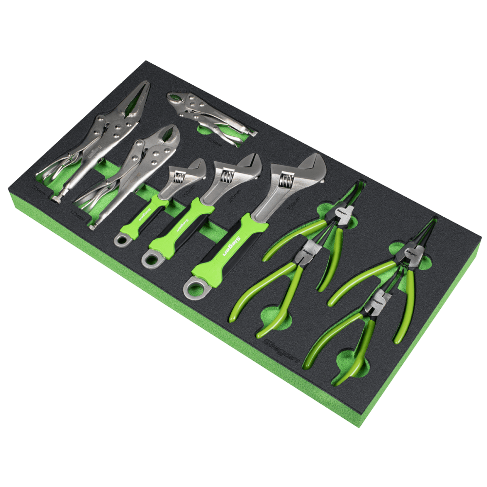 Siegen Adjustable Wrench & Pliers Set with Tool Tray 10pc Model No- S01278