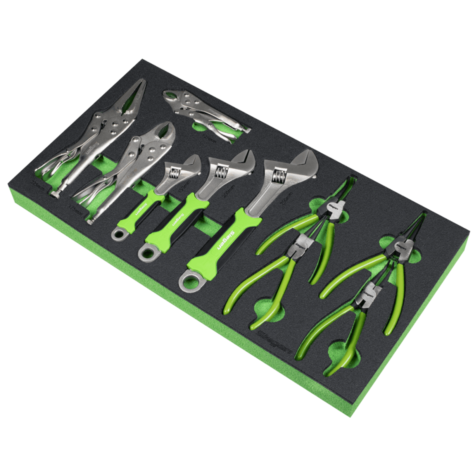 Siegen Adjustable Wrench & Pliers Set with Tool Tray 10pc Model No- S01278