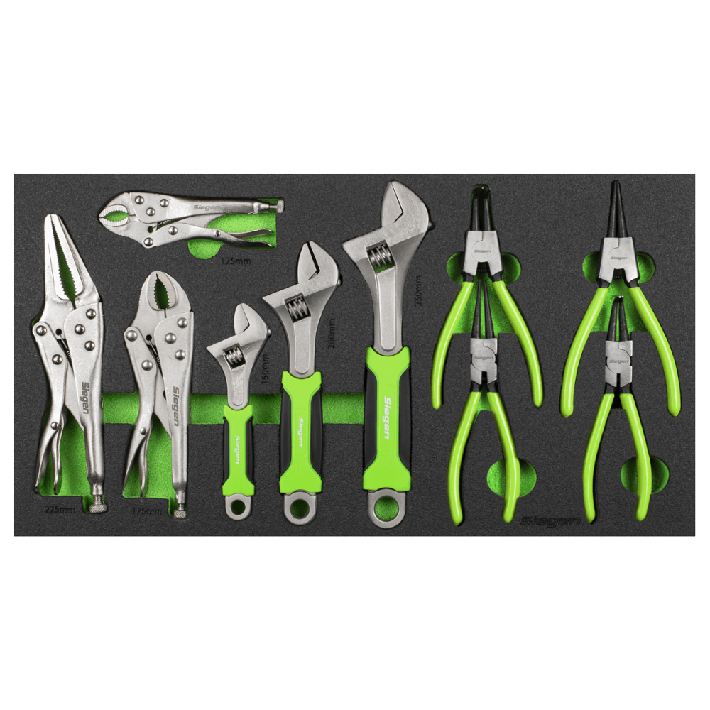 Siegen Adjustable Wrench & Pliers Set with Tool Tray 10pc Model No- S01278