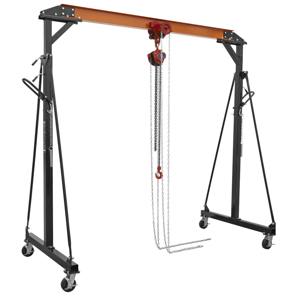 Portable Adjustable Gantry Crane with Geared Trolley Combo 1 Tonne Model No- SG1000KITG