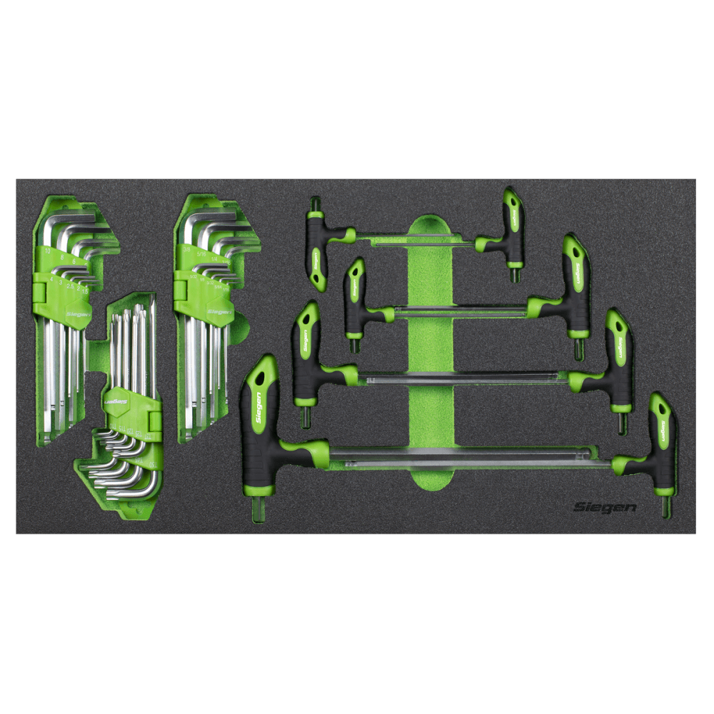Siegen T-Handle & Standard Hex/TRX-Star* Key Set with Tool Tray 35pc : Model No- S01280