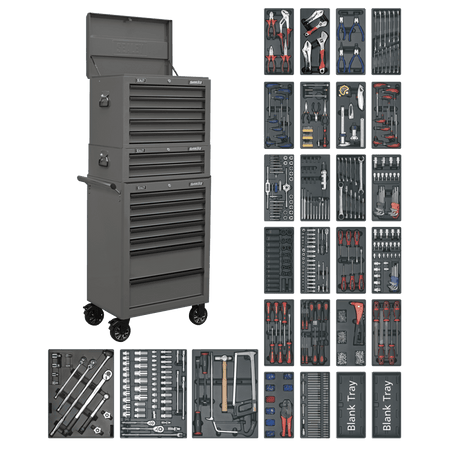 Superline PRO Tool Chest Combination 14 Drawer with 1179pc Tool Kit - Grey Model No- SPTGRCOMBO1